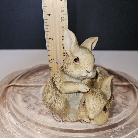 Vintage Homco Bunnies Rabbits Light Brown Porcelain Figurine Retired #1455 - Picture 7 of 7